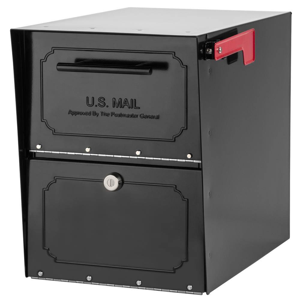 Architectural Mailboxes 6200B-10 Oasis Classic Black, Extra Large, Steel, Locking, Post Mount Parcel Mailbox with High Security Reinforced Lock Architectural Mailboxes 6200B-10 Oasis Classic Black, Extra Large, Steel, Locking, Post Mount Parcel Mailbox with High Security Reinforced Lock