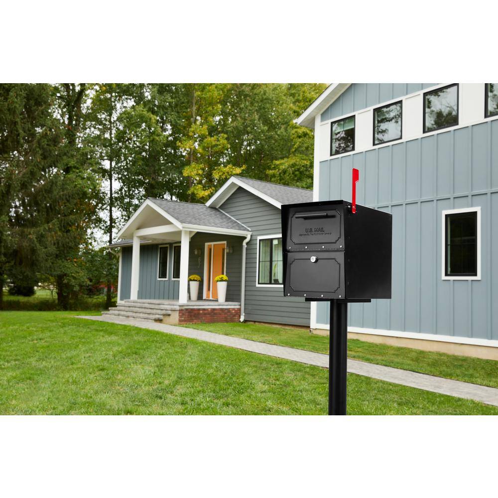 Architectural Mailboxes 6200B-10 Oasis Classic Black, Extra Large, Steel, Locking, Post Mount Parcel Mailbox with High Security Reinforced Lock1