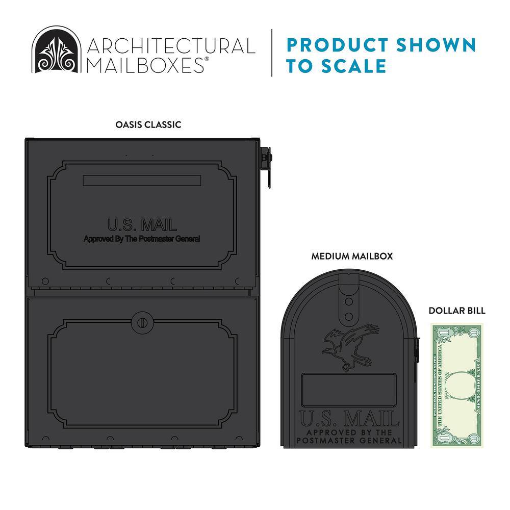 Architectural Mailboxes 6200B-10 Oasis Classic Black, Extra Large, Steel, Locking, Post Mount Parcel Mailbox with High Security Reinforced Lock4