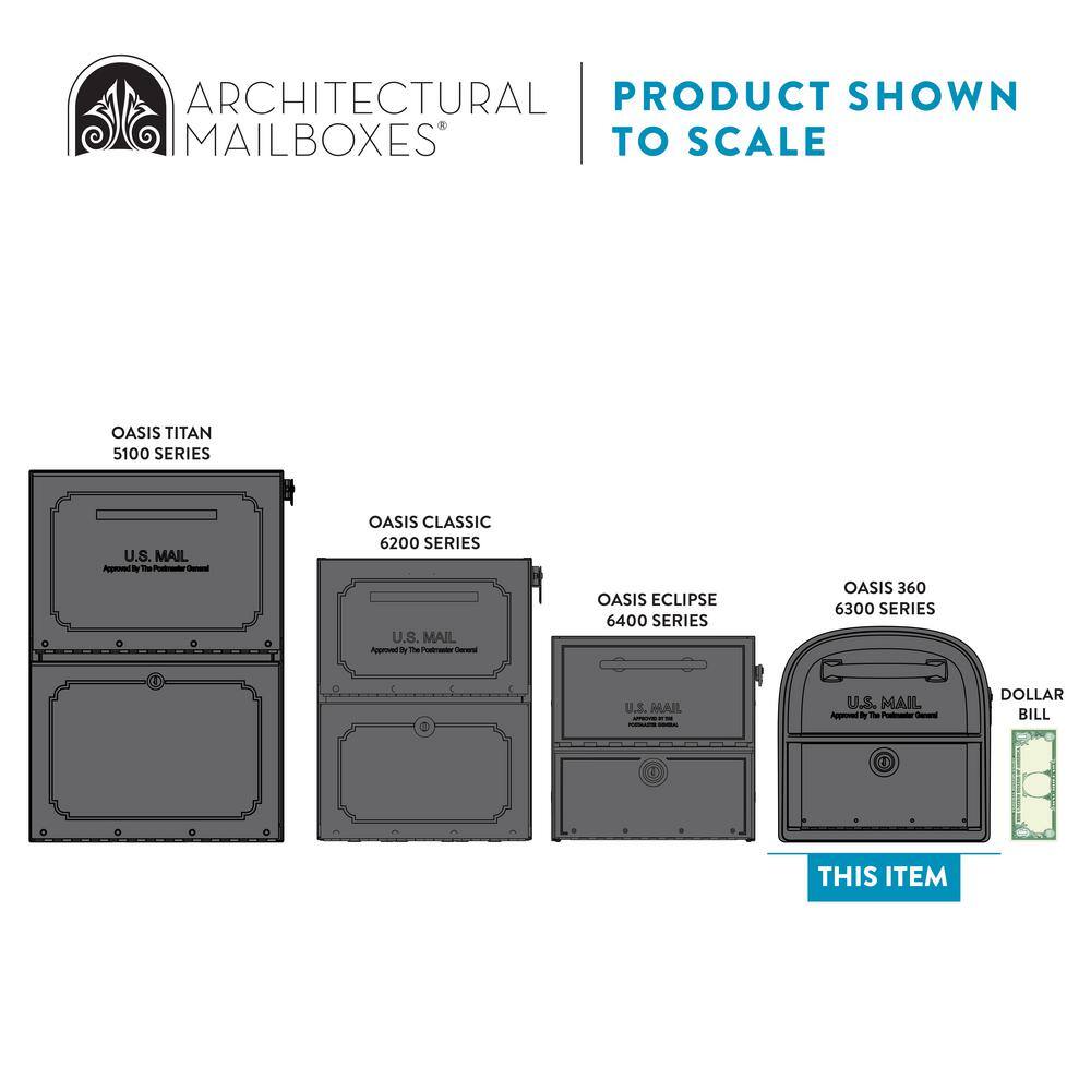 Architectural Mailboxes 6300B-10 Oasis 360 Black, Large, Steel, Locking Parcel Mailbox with 2-Access Doors16