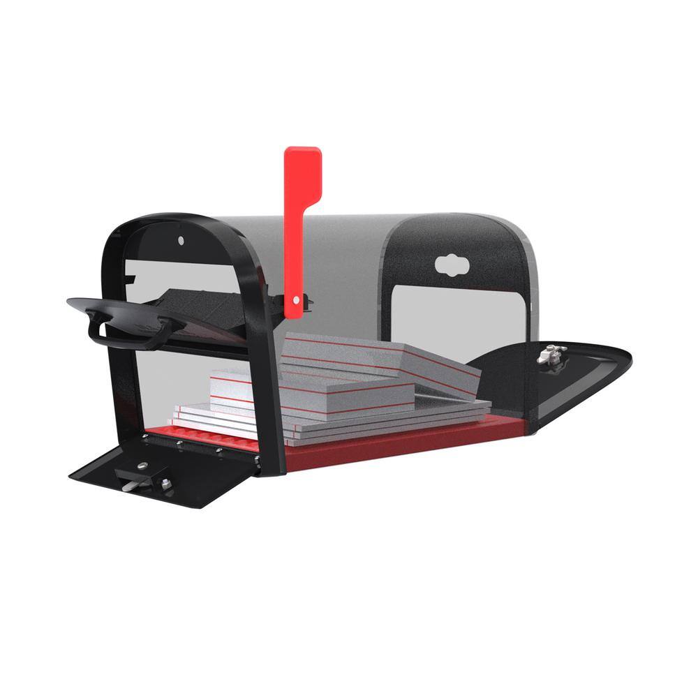 Architectural Mailboxes 6300B-10 Oasis 360 Black, Large, Steel, Locking Parcel Mailbox with 2-Access Doors7