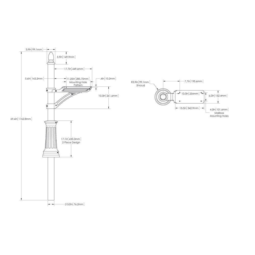 Architectural Mailboxes 7510B-10 Hamilton Black In-Ground Steel Mailbox Post3