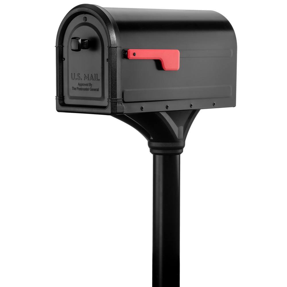Architectural Mailboxes 7980B-10 Roxbury Black, Large Steel Post Mount Mailbox and Premium Steel Post Combo7