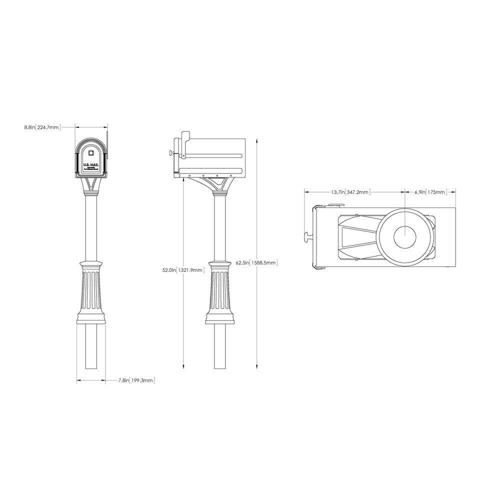 Architectural Mailboxes 7980RZ Roxbury Rubbed Bronze, Large, Steel Post Mount Mailbox and Premium Steel Post Combo6