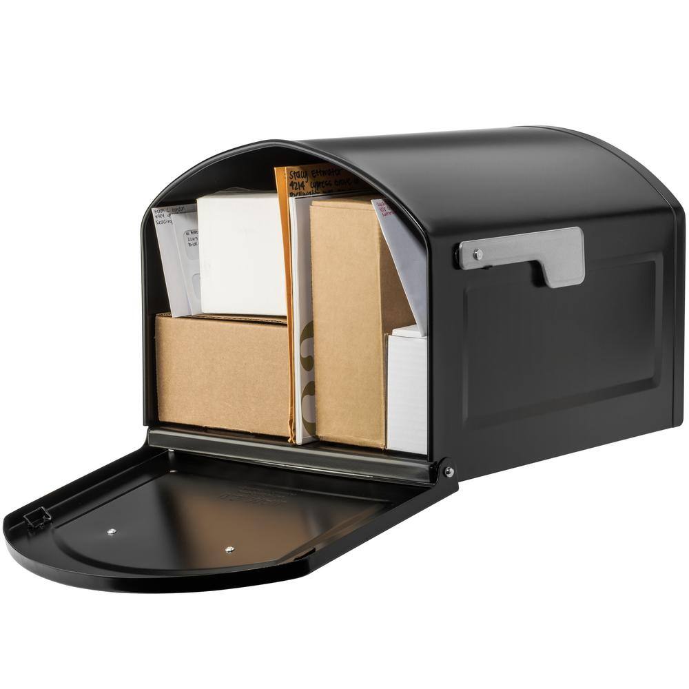 Architectural Mailboxes 950020B-10 Centennial Black, Extra Large, Steel, Post Mount Mailbox with Premium Silver Handle and Flag2