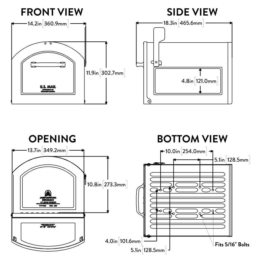 Architectural Mailboxes 950020B-10 Centennial Black, Extra Large, Steel, Post Mount Mailbox with Premium Silver Handle and Flag5