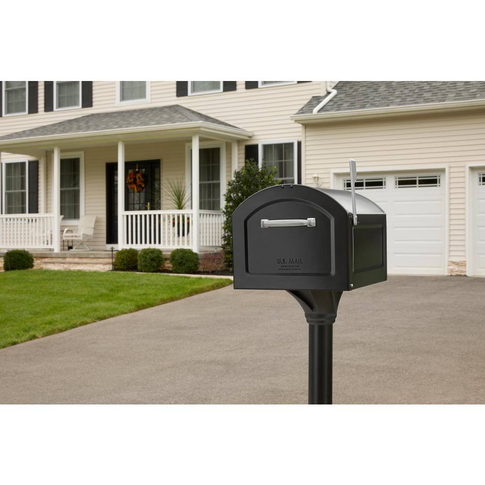 Architectural Mailboxes 950020B-10 Centennial Black, Extra Large, Steel, Post Mount Mailbox with Premium Silver Handle and Flag6