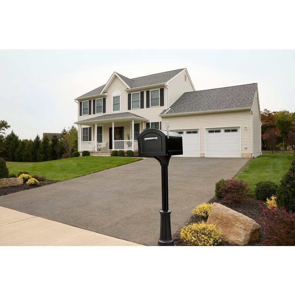 Architectural Mailboxes 950080B-10 Centennial Black, Extra Large, Steel, Mailbox and Decorative Post Combo Kit1
