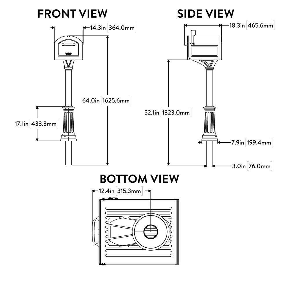 Architectural Mailboxes 950080B-10 Centennial Black, Extra Large, Steel, Mailbox and Decorative Post Combo Kit5