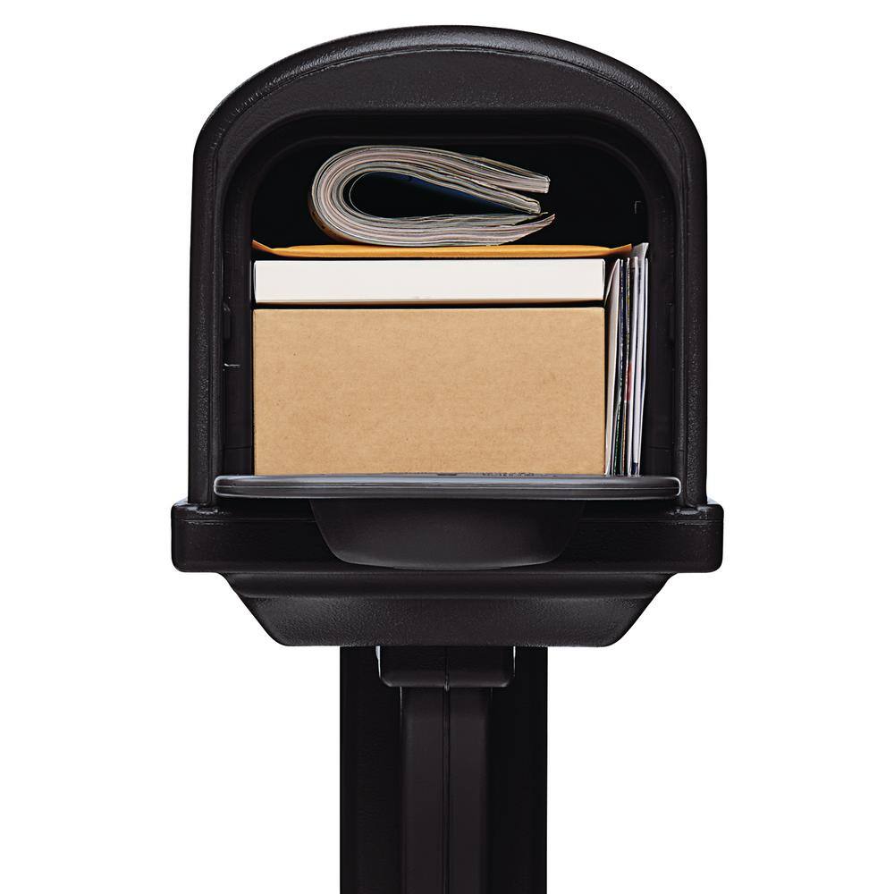 Architectural Mailboxes GCL100BAM Classic Black, Medium, Plastic, All-in-One Mailbox and Post Combo1