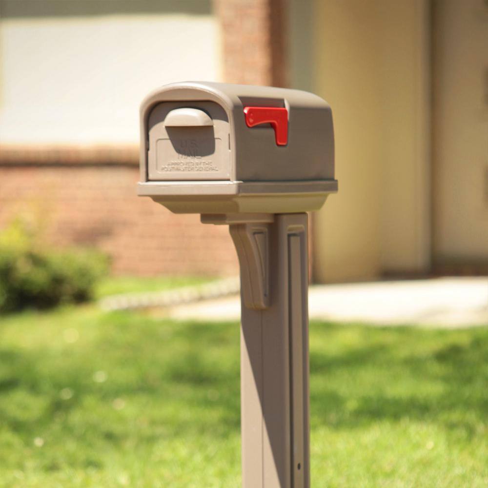 Architectural Mailboxes GCL100MAM Classic Mocha, Medium, Plastic, All-in-One Mailbox and Post Combo1