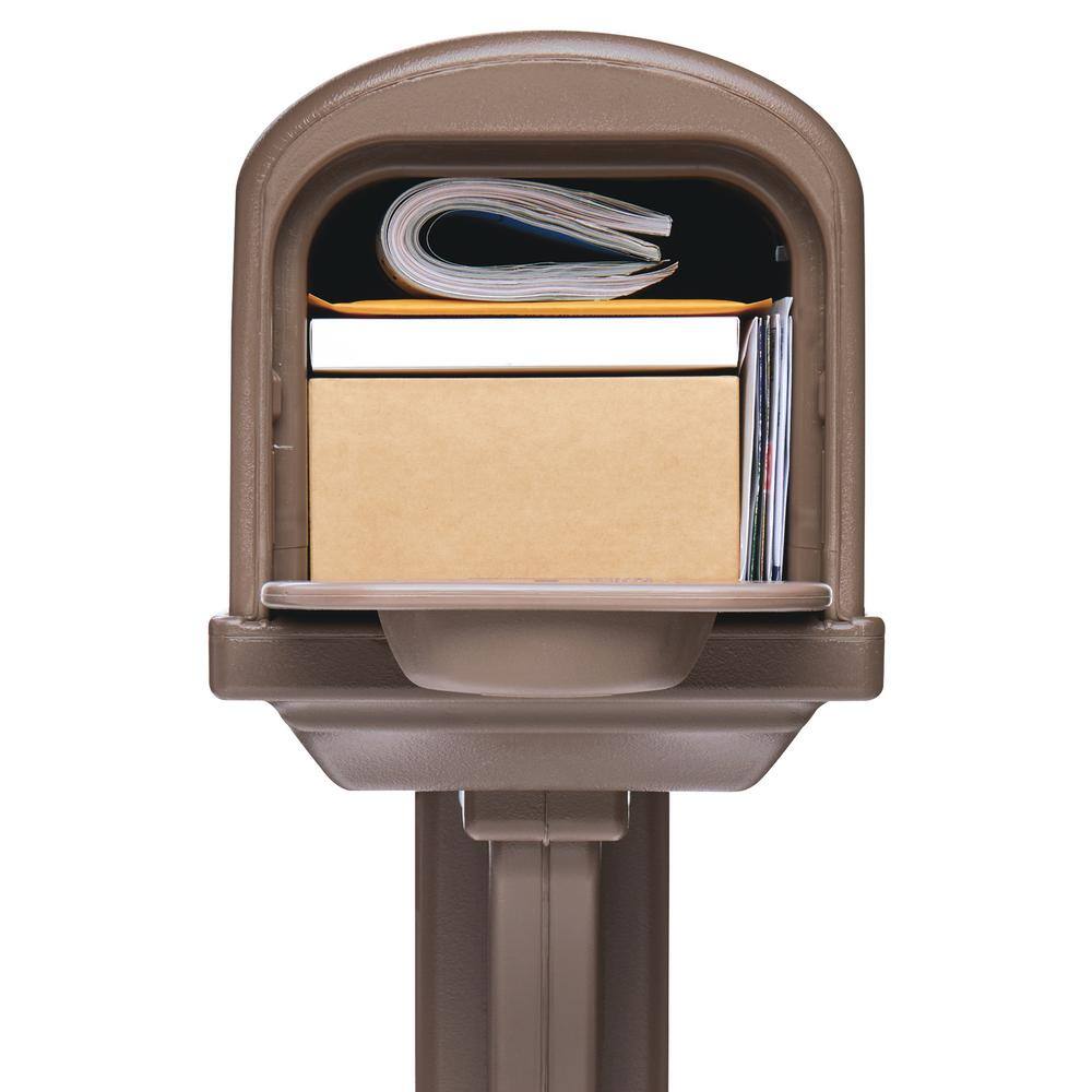 Architectural Mailboxes GCL100MAM Classic Mocha, Medium, Plastic, All-in-One Mailbox and Post Combo2