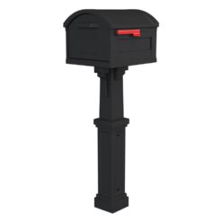 Architectural Mailboxes GHC40BAM Grand Haven Black, Extra Large, Plastic, Mailbox and Post Combo