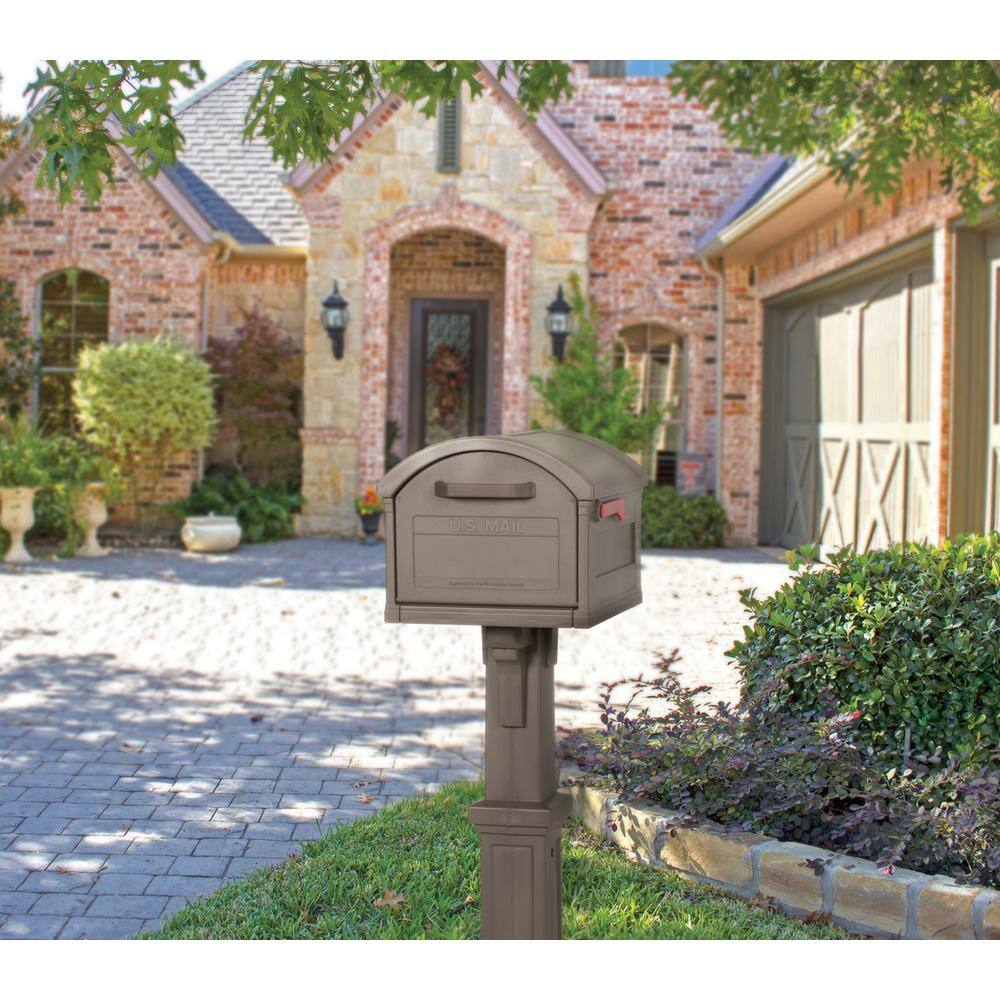 Architectural Mailboxes GHC40MAM Grand Haven Mocha, Extra Large, Plastic, Mailbox and Post Combo1