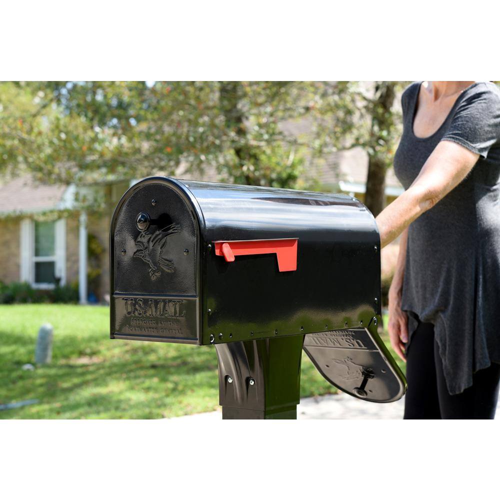 Architectural Mailboxes OM160BAM Outback Double Door, Black, Large, Steel, Post Mount Mailbox1