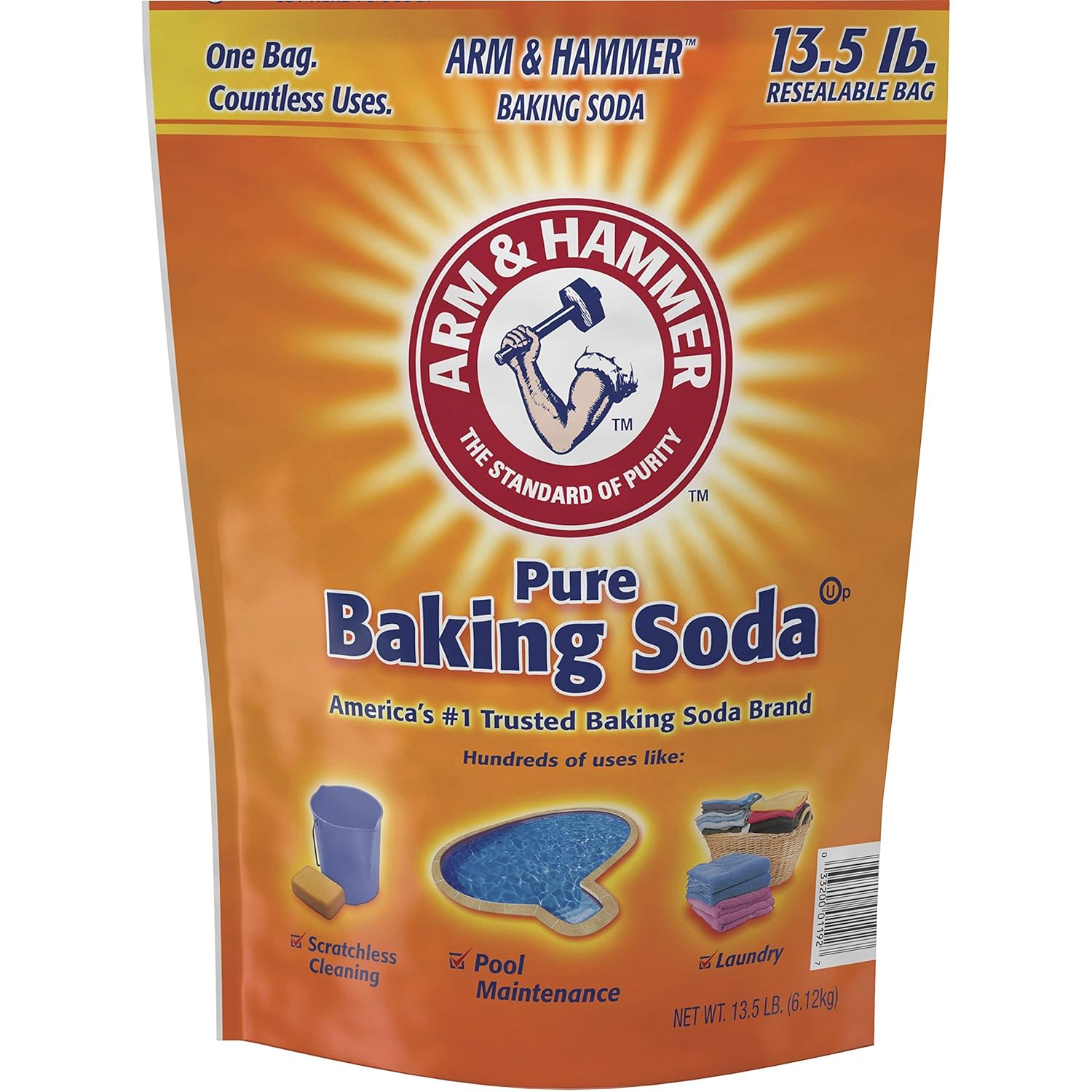 Arm & Hammer, CDC3320001961, Pure Baking Soda, 4 Box, Orange Arm & Hammer, CDC3320001961, Pure Baking Soda, 4 / Box, Orange