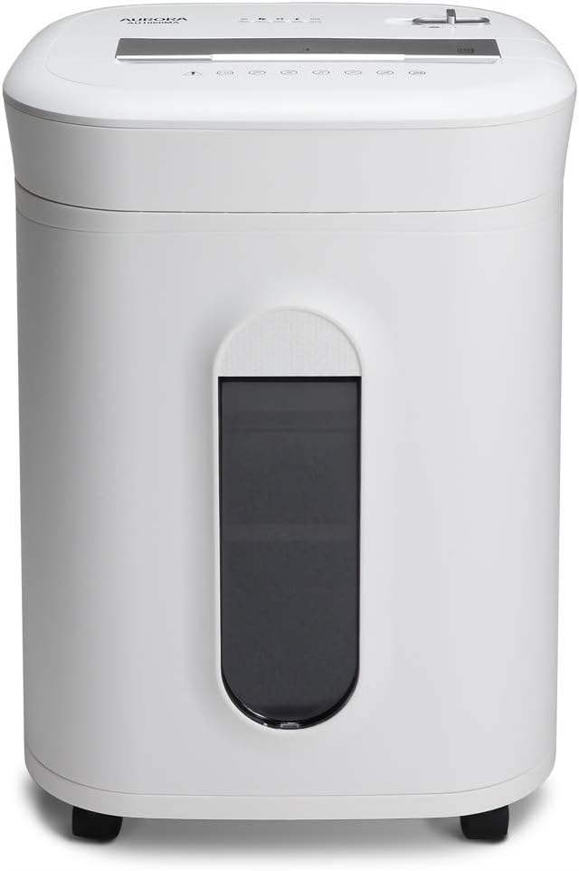 Aurora AU1060MA Professional Grade 10-Sheet High Security Micro-Cut Paper and Credit Card Shredder 60 Minutes Security Level P-5, White, AU1060MA 10-Sheet High Security Microcut1