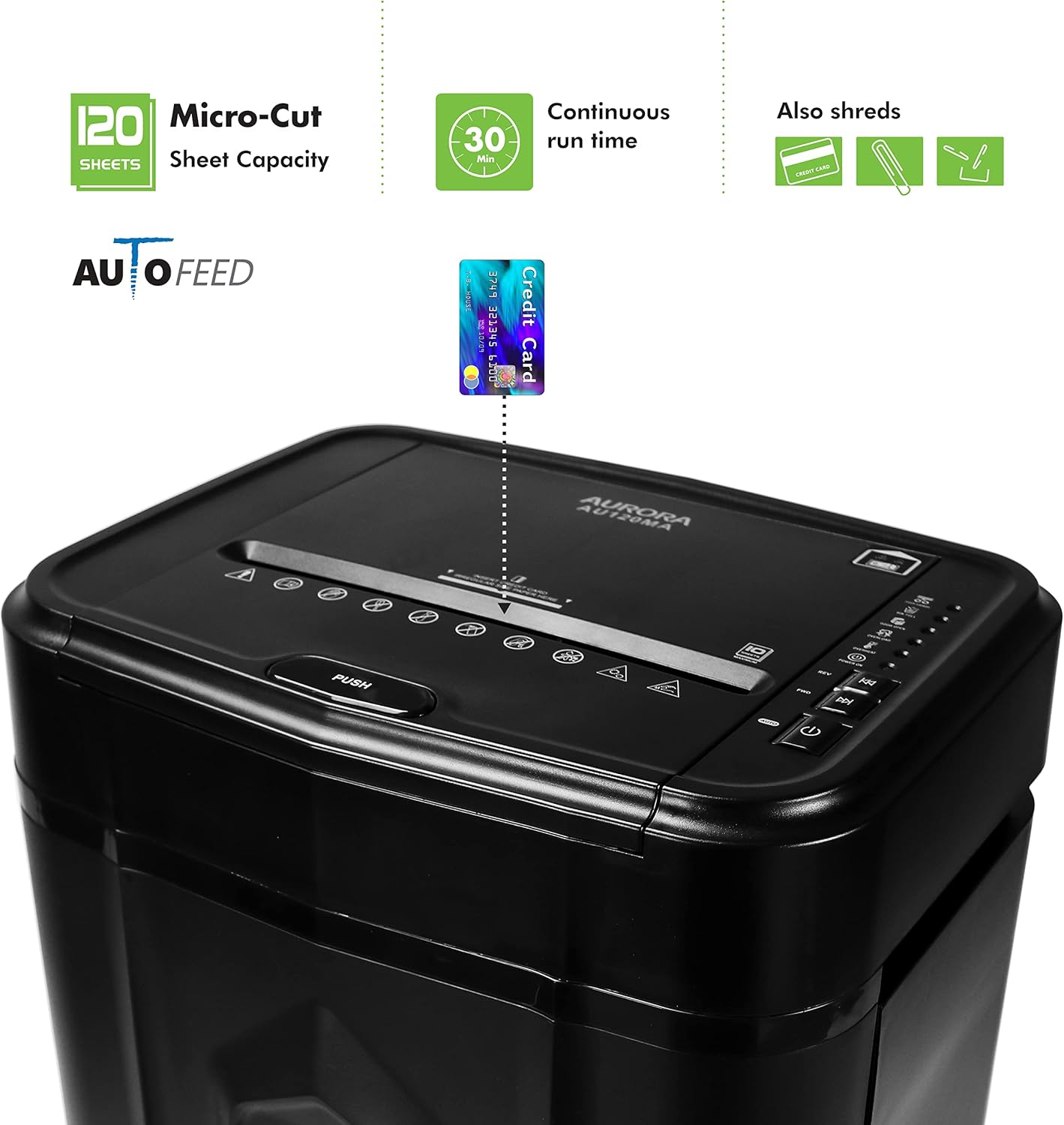 Aurora AU120MA 120-Sheet Auto Feed High Security Micro-Cut Paper Shredder 30 Minutes (Black)1