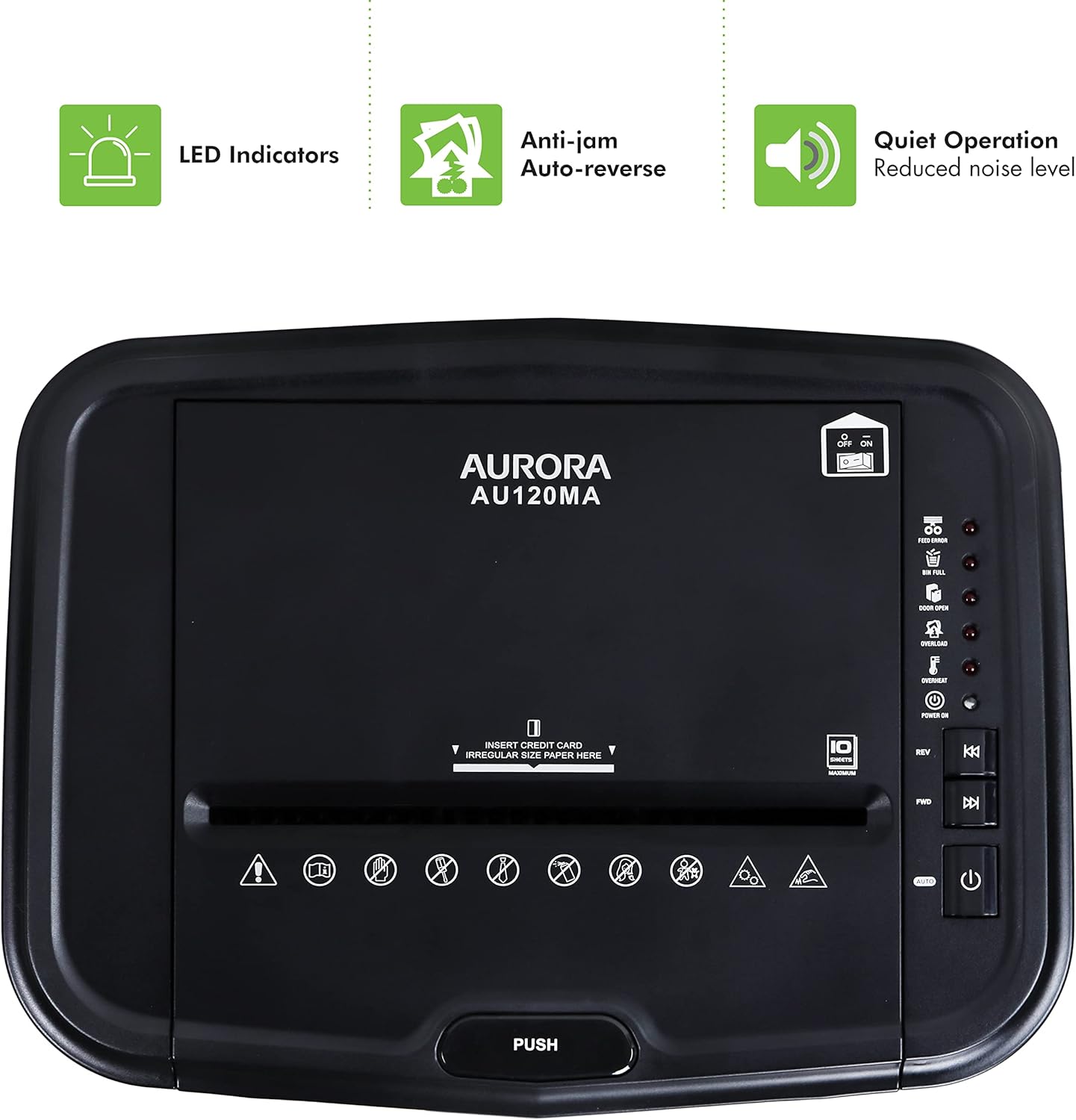 Aurora AU120MA 120-Sheet Auto Feed High Security Micro-Cut Paper Shredder 30 Minutes (Black)5