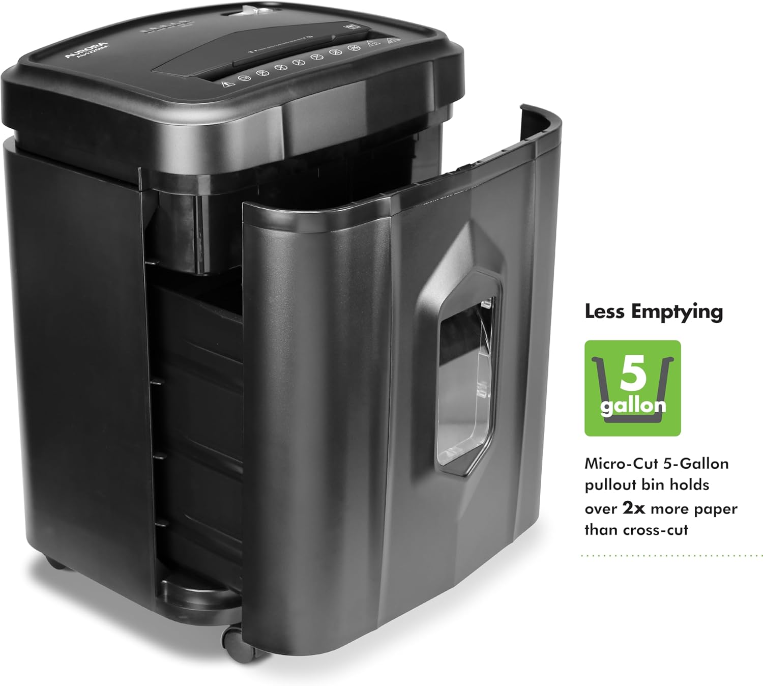 Aurora AU1225MA High-Security 12-Sheet Micro-Cut Paper and CD Credit Card Shredder 5-Gallon Pullout Basket 40 Minutes Run Time3