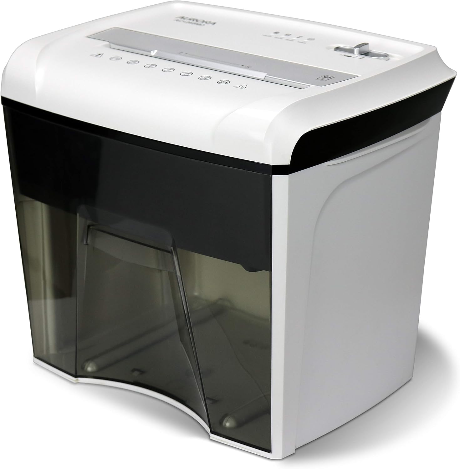 Aurora AU1285MD Compact Desktop-Style High Security 12-Sheet Micro-Cut Paper and CD Credit Card Junk Mail Pullout Basket Shredder, White Black Aurora AU1285MD Compact Desktop-Style High Security 12-Sheet Micro-Cut Paper and CD/Credit Card/Junk Mail Pullout Basket Shredder, White/Black
