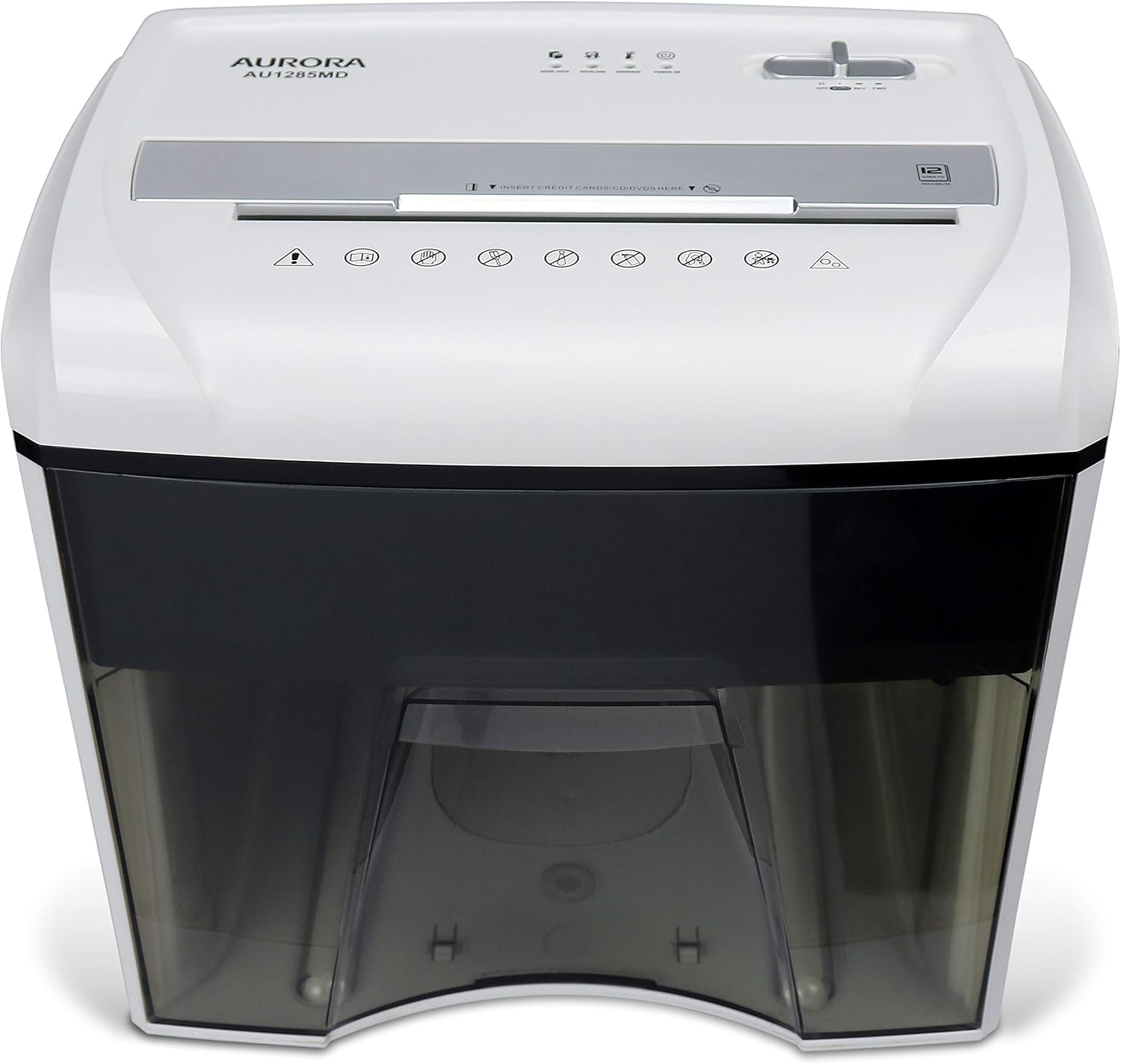 Aurora AU1285MD Compact Desktop-Style High Security 12-Sheet Micro-Cut Paper and CD Credit Card Junk Mail Pullout Basket Shredder, White Black22