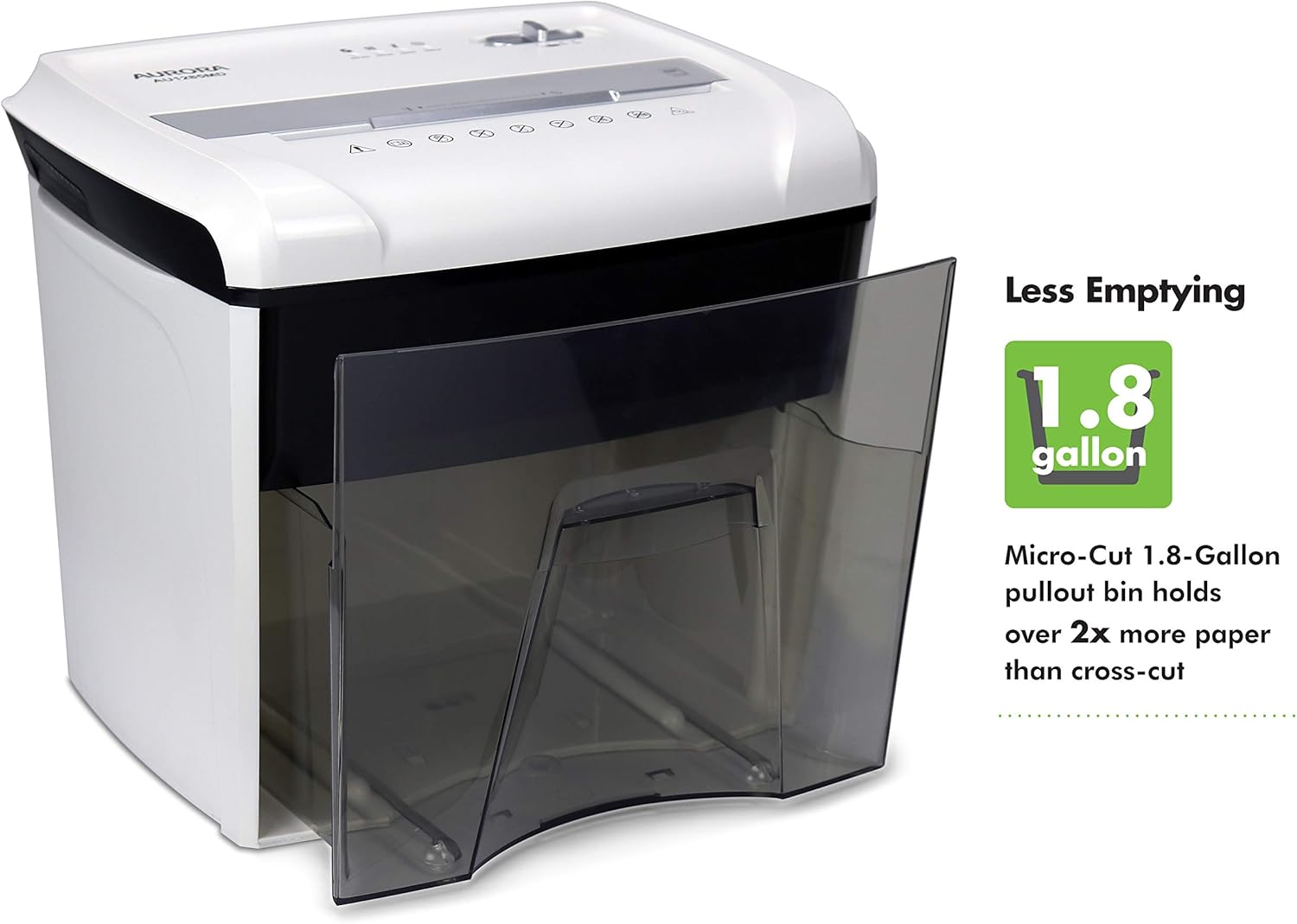 Aurora AU1285MD Compact Desktop-Style High Security 12-Sheet Micro-Cut Paper and CD Credit Card Junk Mail Pullout Basket Shredder, White Black7