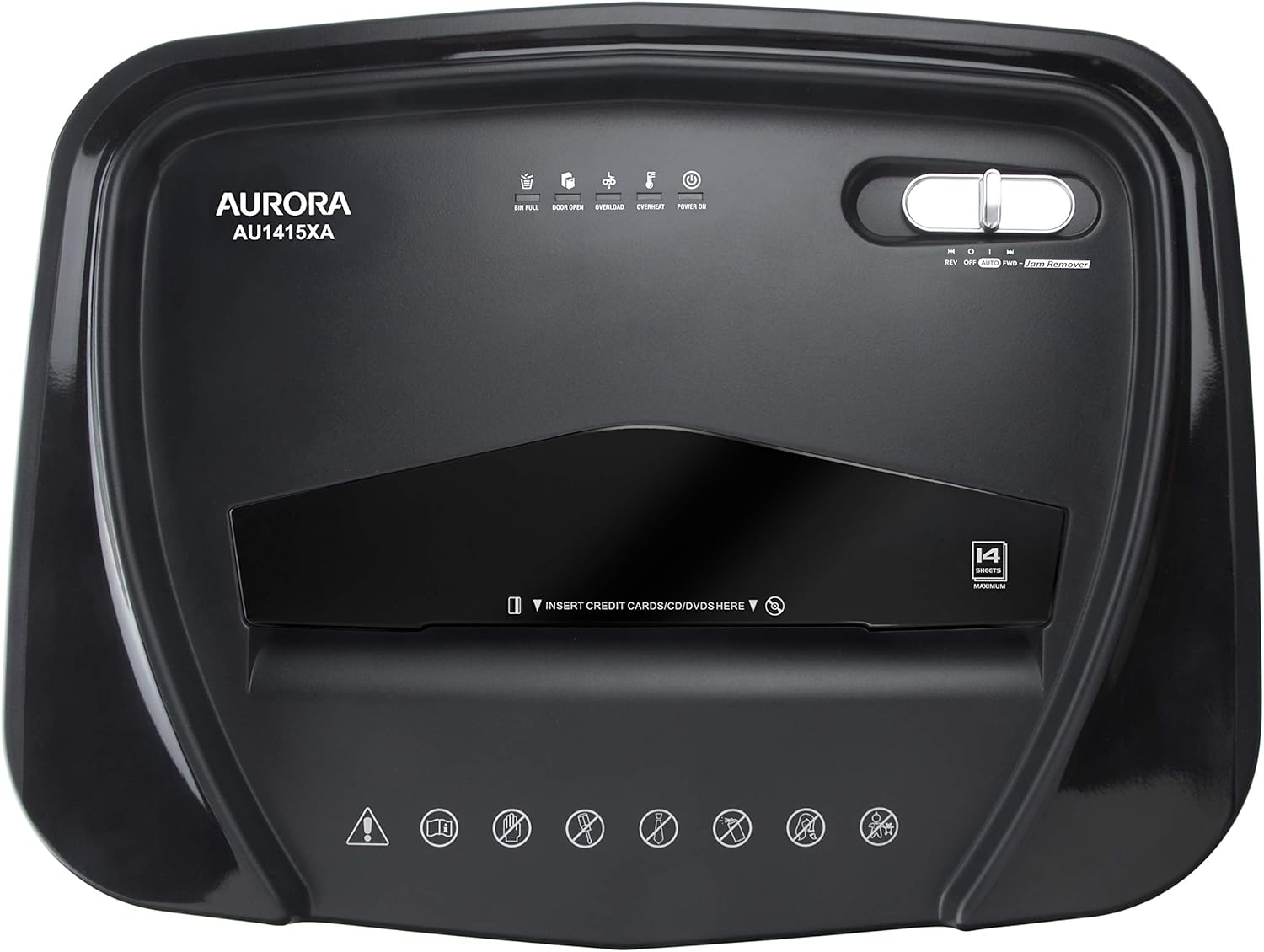 Aurora AU1415XA 14-Sheet Crosscut Paper CD and Credit Card Shredder 5-Gallon pullout Basket 10 Minutes Continuous Run Time11