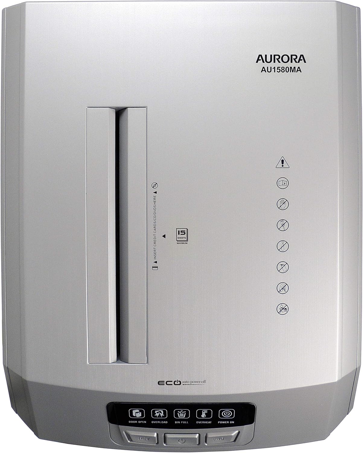 Aurora AU1580MA Professional Grade High Security 15-Sheet Micro-Cut Paper CD and Credit Card Shredder, 60 Minutes Continuous Run time4