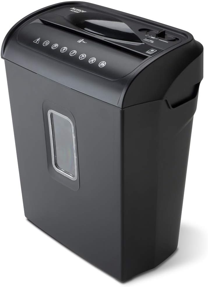 Aurora AU608MB High-Security 6-Sheet Micro-Cut Paper Credit Card Shredder with 3.5-Gallon Wastebasket, 4-Minute Continuous Running Time, Security Level P-4 Aurora High-Security 8-Sheet Micro-Cut Paper Credit Card Shredder Black