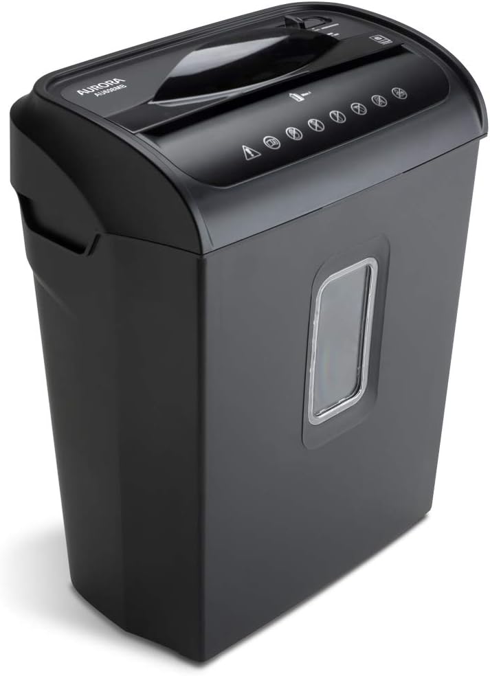Aurora AU608MB High-Security 6-Sheet Micro-Cut Paper Credit Card Shredder with 3.5-Gallon Wastebasket, 4-Minute Continuous Running Time, Security Level P-44