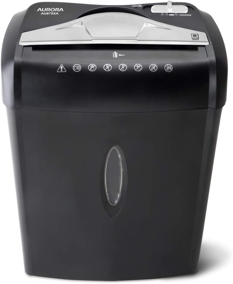 Aurora AU875XA Paper and Credit Card Shredder with 3.7-Gallon Wastebasket, 8-Sheet Cross-Cut with Basket1