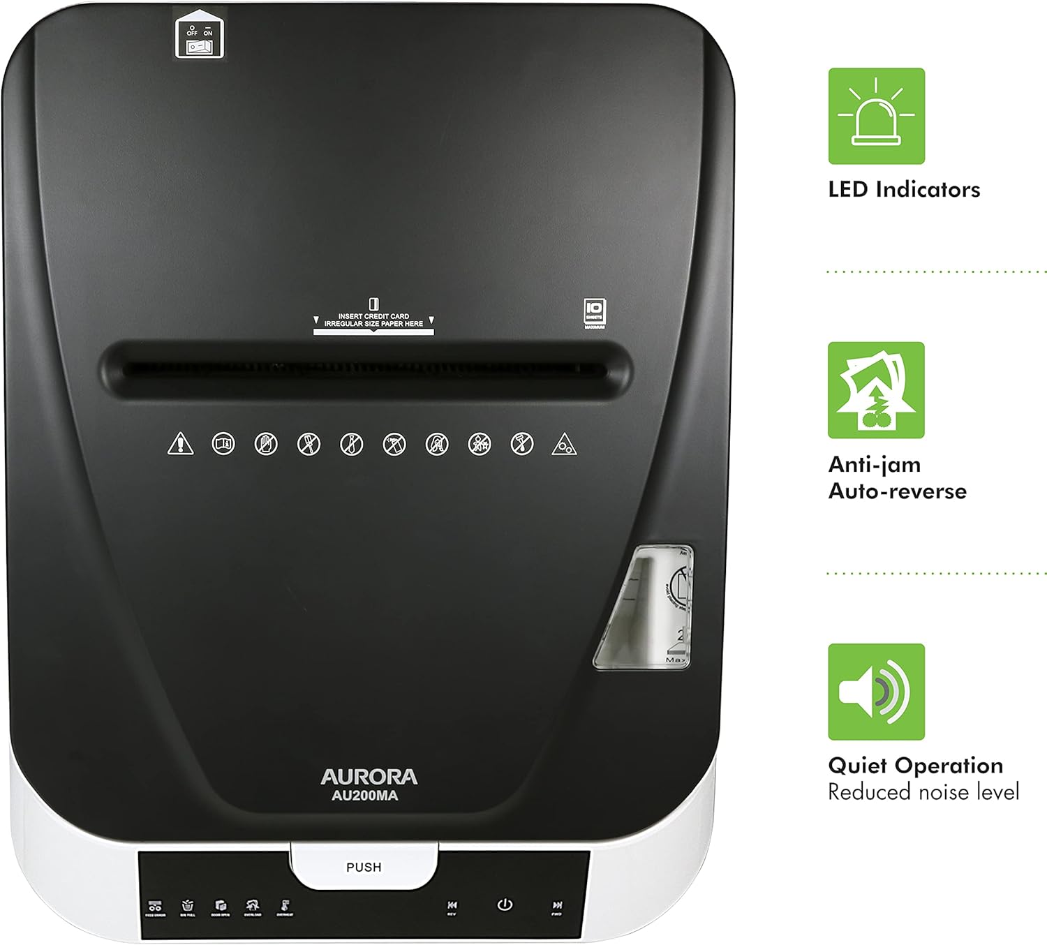 Aurora Commercial Grade 200-Sheet Auto Feed High Security Micro-Cut Paper Shredder 60 Minutes Security Level P-58