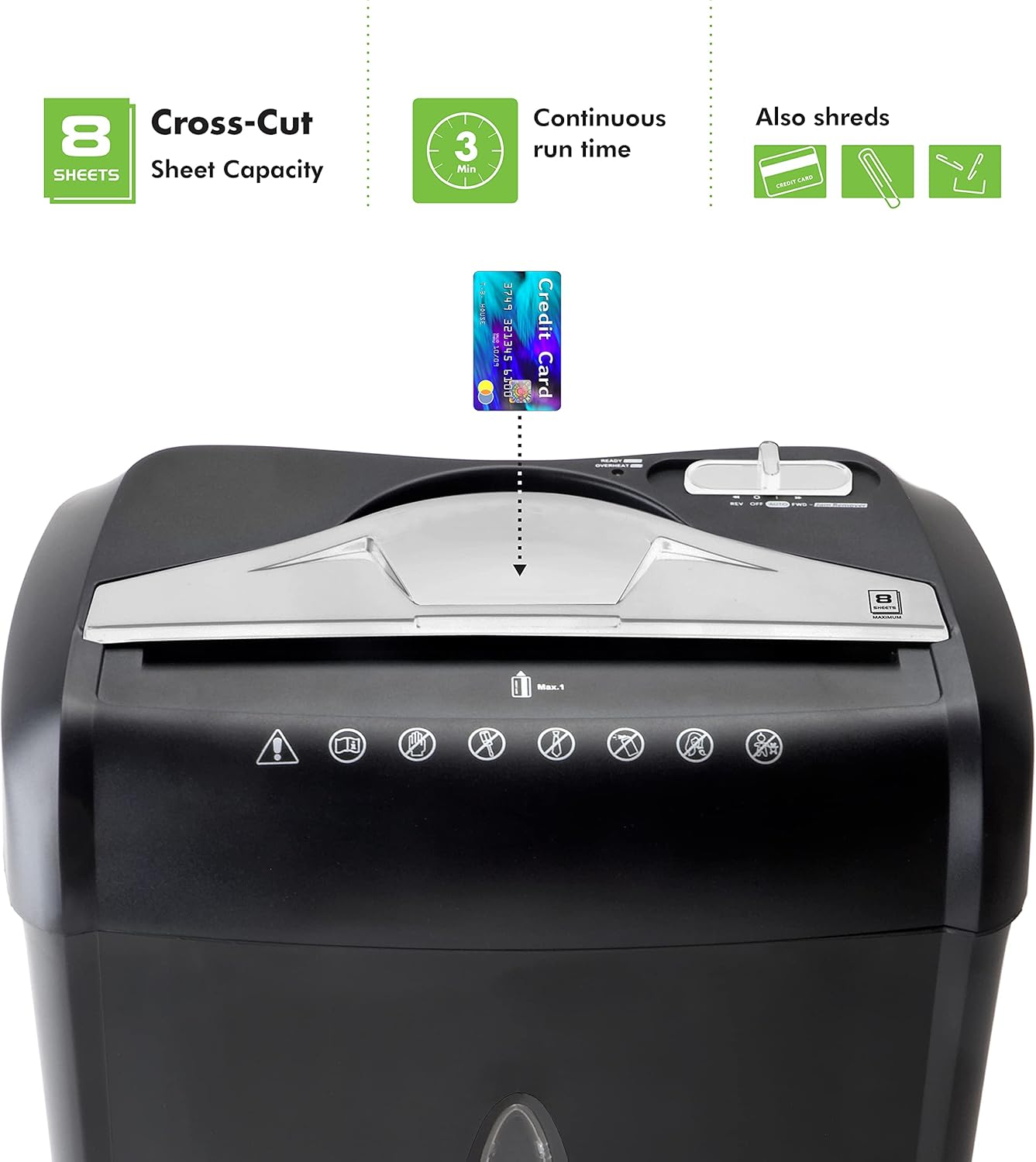 Aurora High Security Paper and Credit Card Shredder with 3.7-Gallon Wastebasket, 8-Sheet Cross-Cut with Basket1