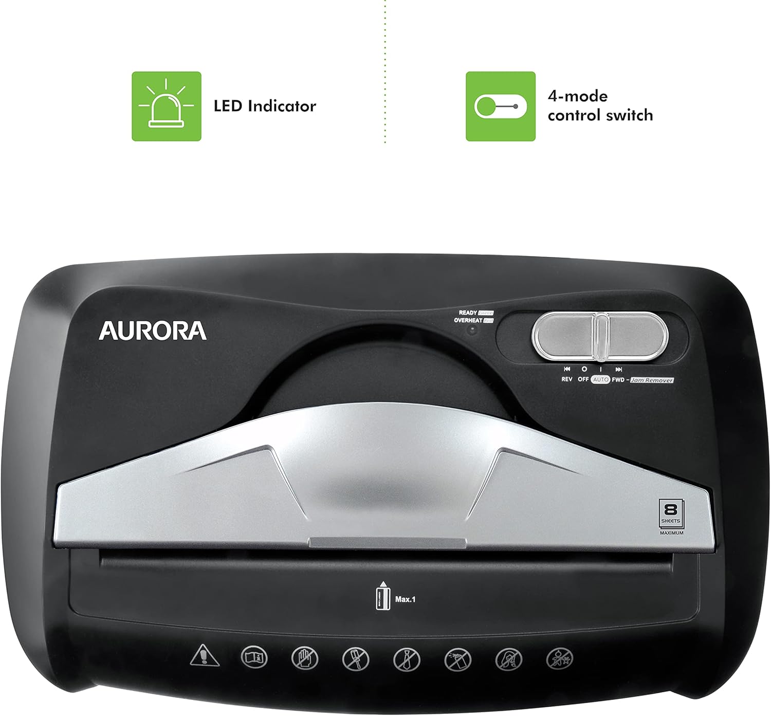 Aurora High Security Paper and Credit Card Shredder with 3.7-Gallon Wastebasket, 8-Sheet Cross-Cut with Basket11