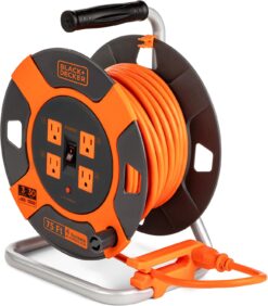 BLACK+DECKER BDXPA0063 75 ft. 4 Outlets Retractable Extension Cord with 14 AWG SJTW Cable Outdoor Power Cord Reel