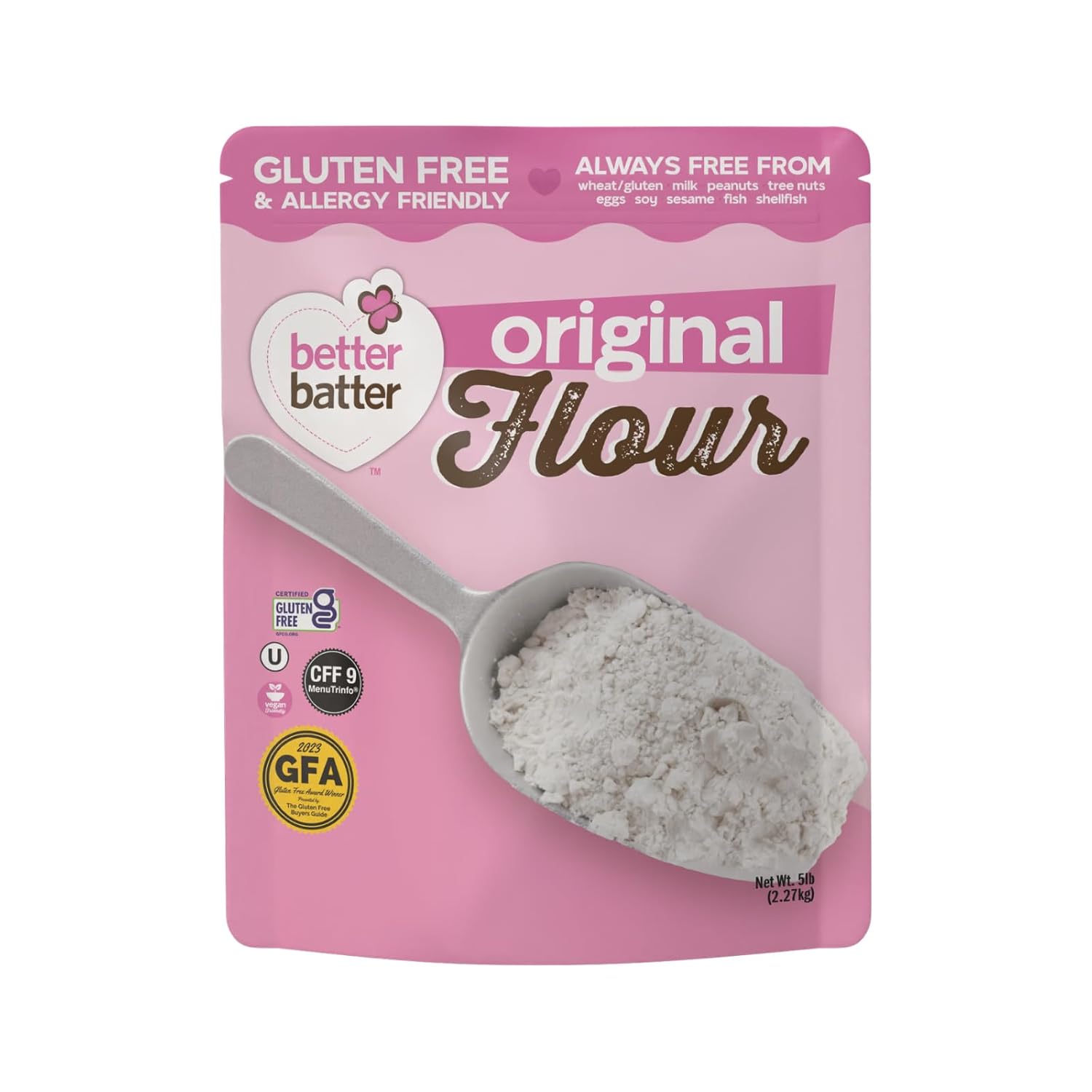 Better Batter Gluten Free Flour - Award Winning Nutritious, Vegan, Allergen Free, & Kosher - Cup for Cup Alternative All-Purpose Baking, Organic, Non-GMO, 5 lb Better Batter Gluten Free Flour - Award Winning Nutritious, Vegan, Allergen Free, & Kosher - Cup for Cup Alternative All-Purpose Baking, Organic, Non-GMO, 5 lb