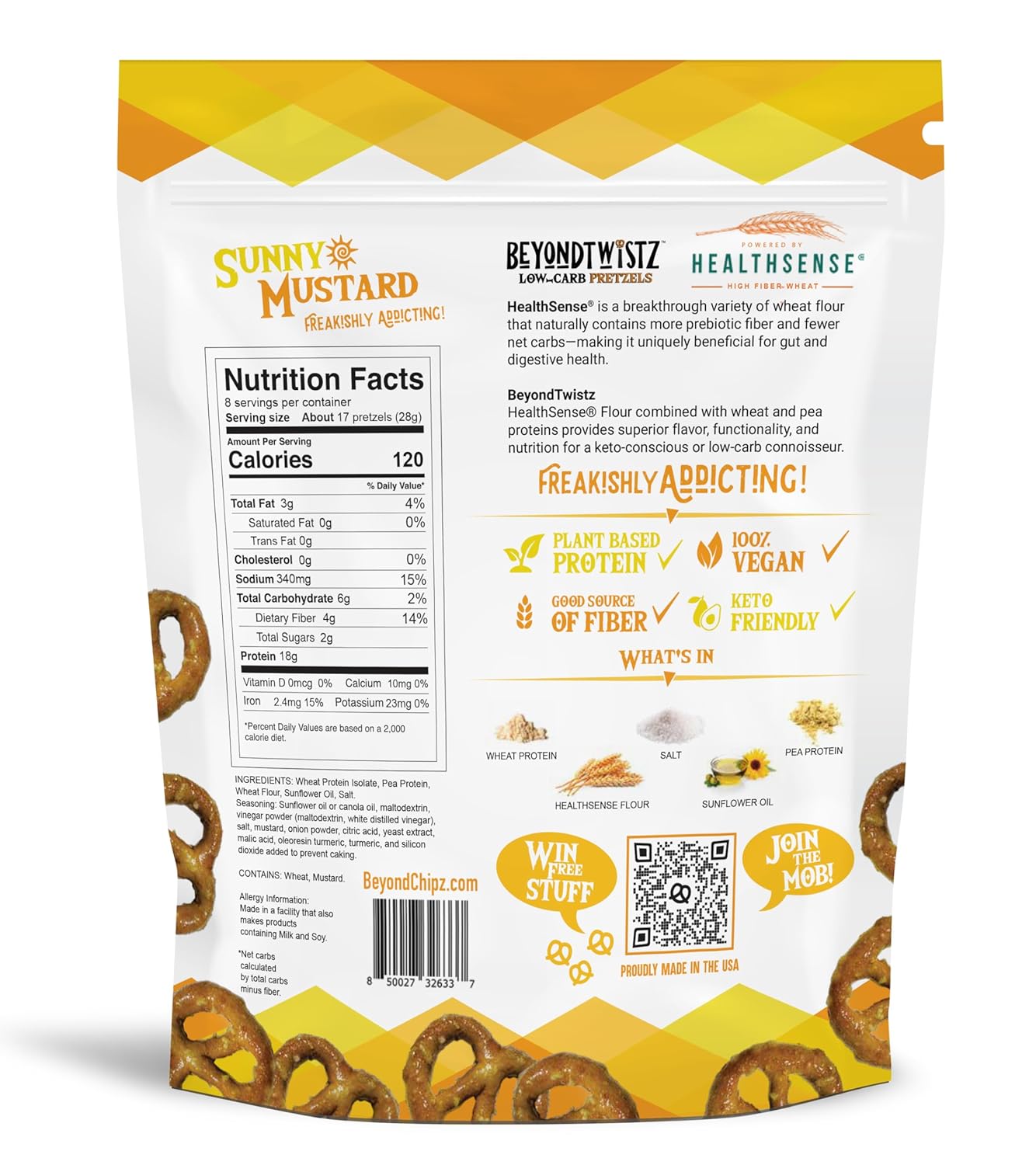 BeyondTwistz Low Carb Pretzels, Starter Pack, Keto Friendly, 2g Net Carbs, 18g Protein, Powered By HealthSense® High Fiber Wheat Flour, Family Size 8oz Bag, Pack of 40-