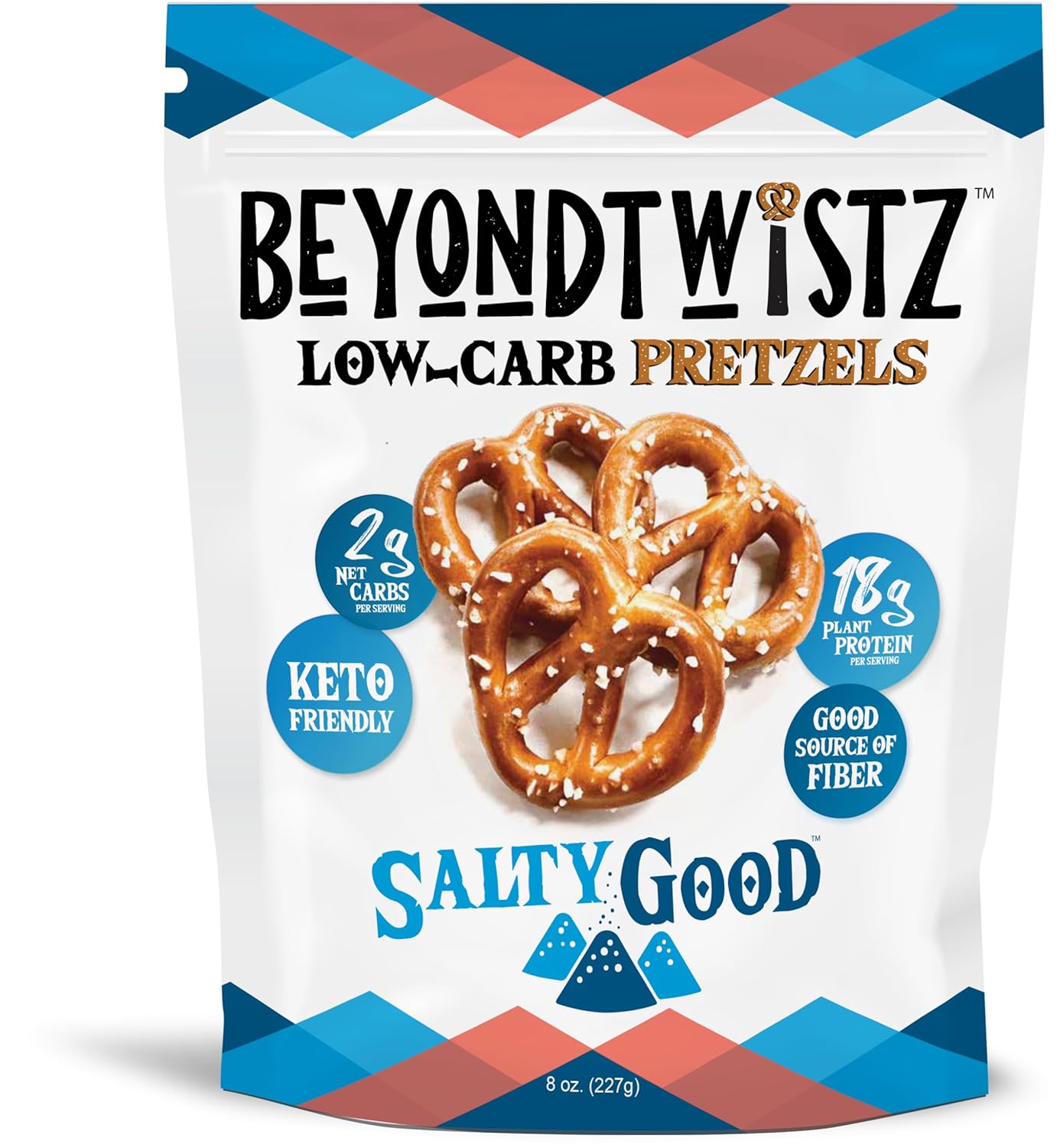 BeyondTwistz Low Carb Pretzels, Starter Pack, Keto Friendly, 2g Net Carbs, 18g Protein, Powered By HealthSense® High Fiber Wheat Flour, Family Size 8oz Bag, Pack of 41