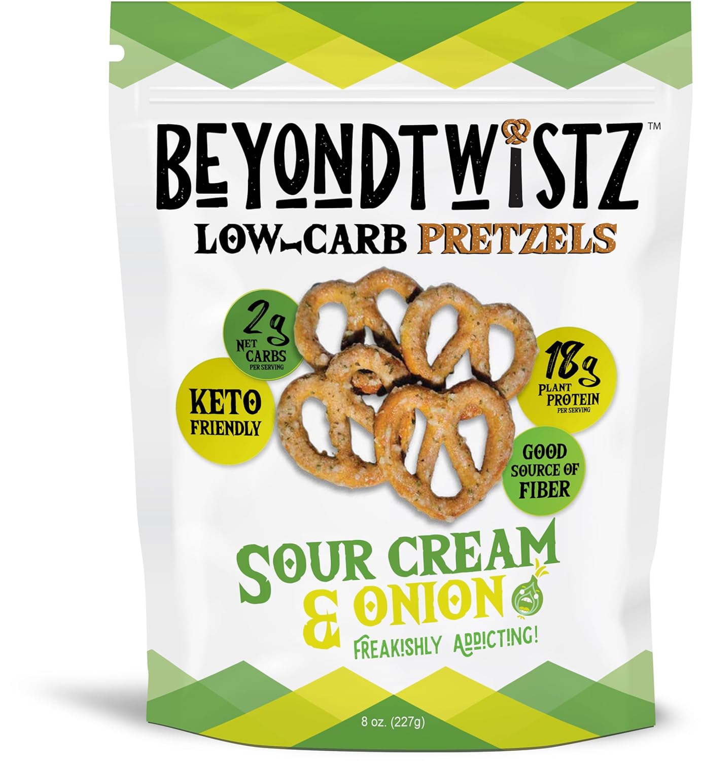 BeyondTwistz Low Carb Pretzels, Starter Pack, Keto Friendly, 2g Net Carbs, 18g Protein, Powered By HealthSense® High Fiber Wheat Flour, Family Size 8oz Bag, Pack of 42