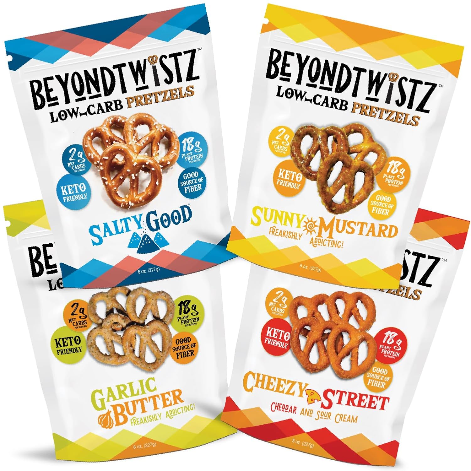 BeyondTwistz Low Carb Pretzels, Ultimate Sampler Pack, Keto Friendly, 2g Net Carbs, 18g Protein, Powered By HealthSense® High Fiber Wheat Flour, Family Size 8oz Bag, Pack of 4 BeyondTwistz Low Carb Pretzels, Ultimate Sampler Pack, Keto Friendly, 2g Net Carbs, 18g Protein, Powered By HealthSense® High Fiber Wheat Flour, Family Size 8oz Bag, Pack of 4