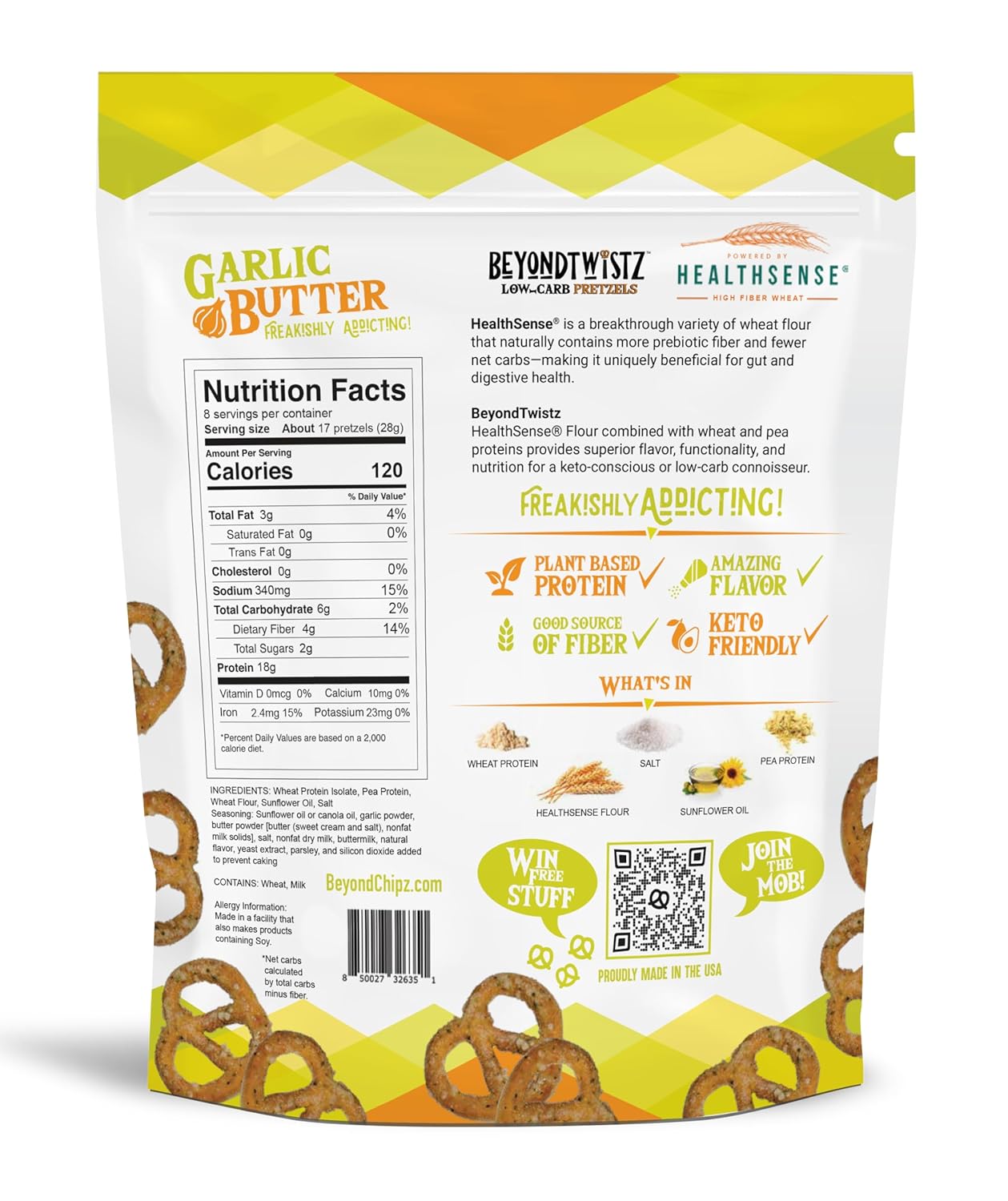 BeyondTwistz Low Carb Pretzels, Ultimate Sampler Pack, Keto Friendly, 2g Net Carbs, 18g Protein, Powered By HealthSense® High Fiber Wheat Flour, Family Size 8oz Bag, Pack of 411