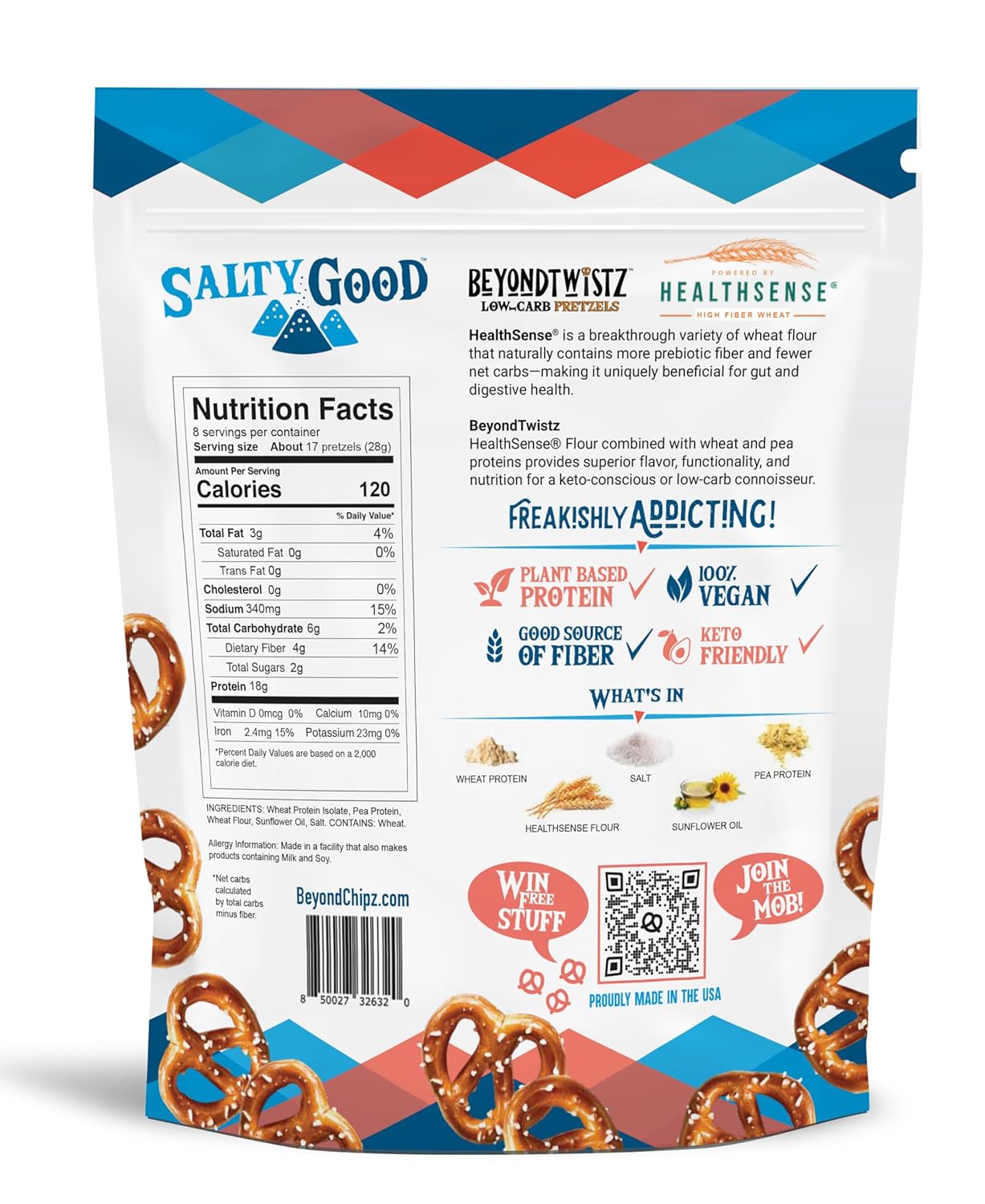 BeyondTwistz Low Carb Pretzels, Ultimate Sampler Pack, Keto Friendly, 2g Net Carbs, 18g Protein, Powered By HealthSense® High Fiber Wheat Flour, Family Size 8oz Bag, Pack of 47