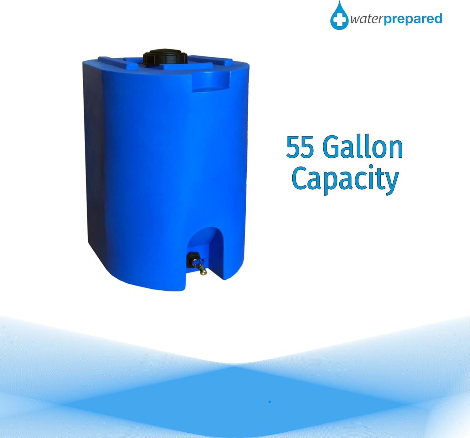Blue 55 Gallon Water Storage Tank by WaterPrepared - Emergency Water Barrel Container with Spigot for Emergency Disaster Preparedness - Stackable5