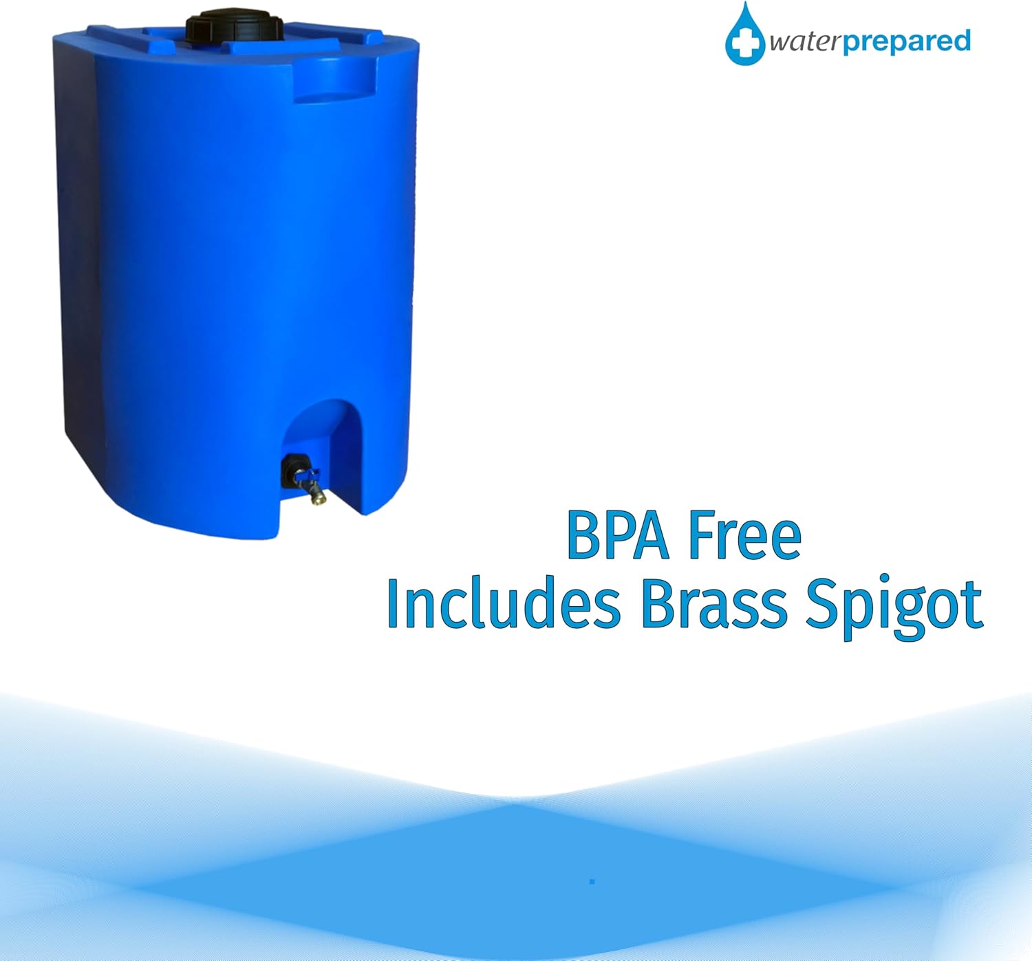 Blue 55 Gallon Water Storage Tank by WaterPrepared - Emergency Water Barrel Container with Spigot for Emergency Disaster Preparedness - Stackable6