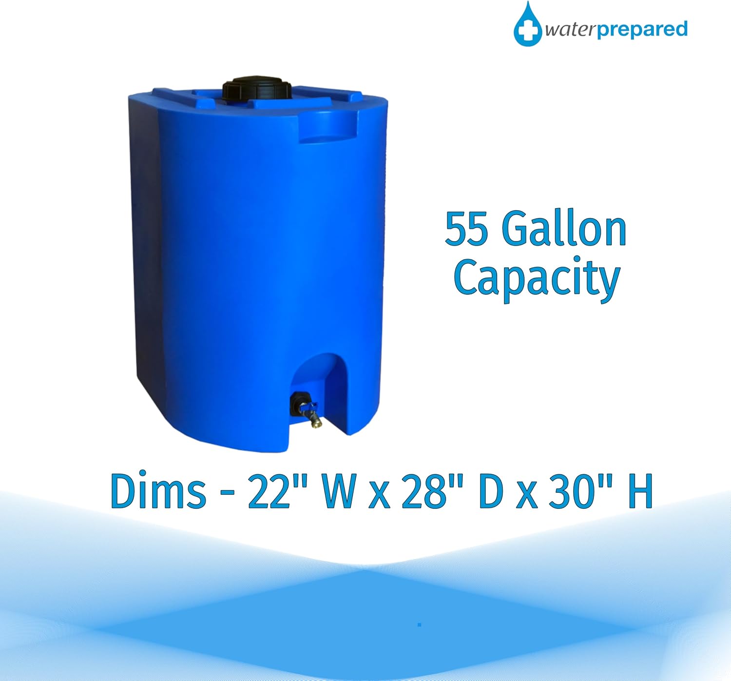 Blue 55 Gallon Water Storage Tank by WaterPrepared - Emergency Water Barrel Container with Spigot for Emergency Disaster Preparedness - Stackable8