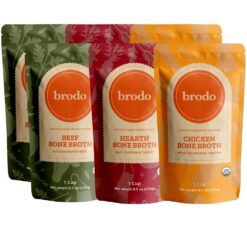 Brodo Classic Variety Pack with Collagen & Protein, Includes Organic Chicken, 100% Grass-Fed Beef, & Hearth Bone Broths for Sipping & Cooking, Nutrient-Dense & Slow-Simmered for Deep Flavor (6x 8.3oz)