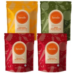 Brodo Classic Variety Pack with Collagen & Protein, Includes Organic Chicken, 100% Grass-Fed Beef, & Hearth Bone Broths for Sipping & Cooking, Nutrient-Dense & Slow-Simmered for Deep Flavor (4 x 25oz)