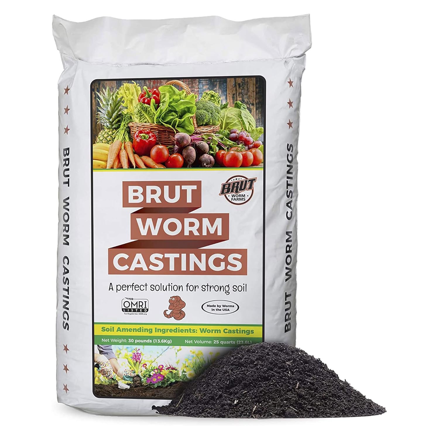 Brut Organic Worm Castings – 30 Lb – Garden's Elixir for Thriving Blooms & Harvests! Brut Organic Worm Castings – 30 Lb – Garden's Elixir for Thriving Blooms & Harvests!