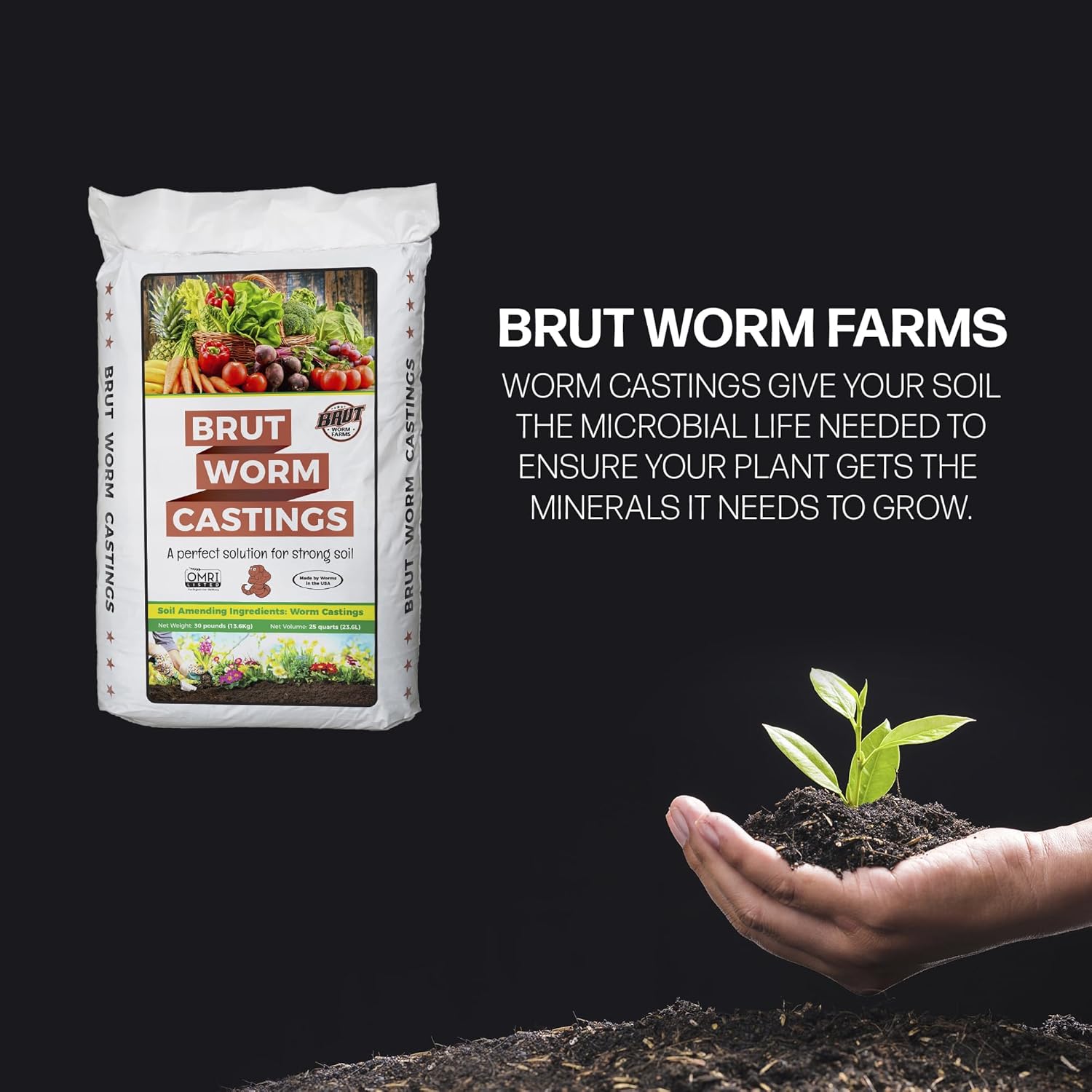 Brut Organic Worm Castings – 30 Lb – Garden's Elixir for Thriving Blooms & Harvests!4